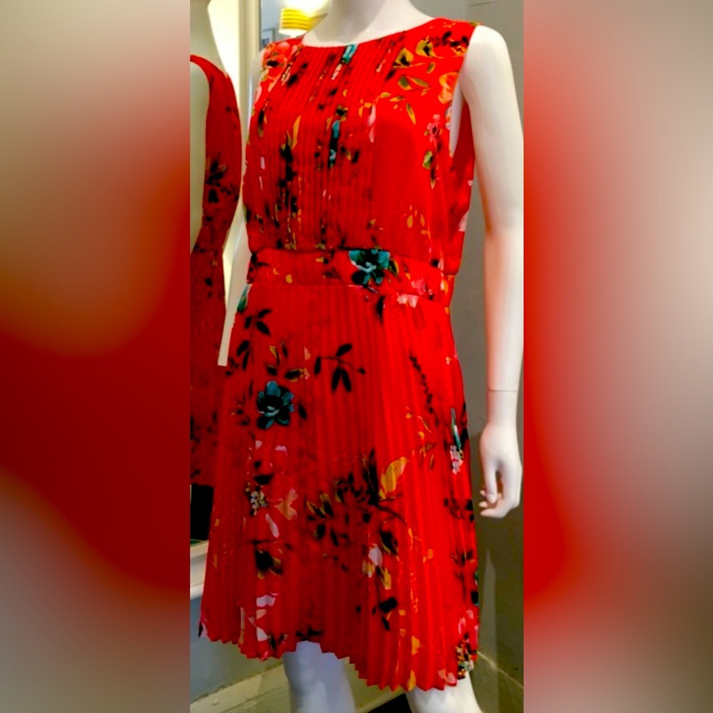 Liz Claiborne Red Floral Midi Dress
